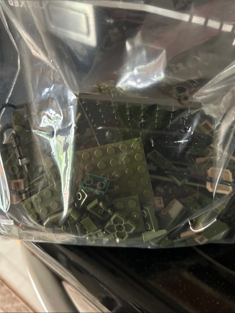 Lego Olive Green Building Plate and Pieces